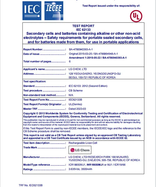 CB IEC 62133